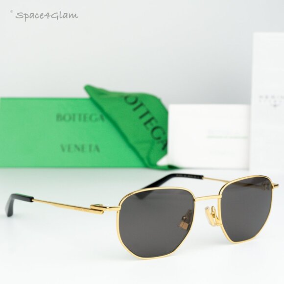 Bottega Veneta Accessories - BRAND NEW Bottega Veneta BV1301S 001 Gold Grey Split Panthos Unisex Sunglasses